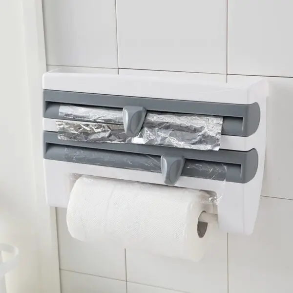 4-In-1 Kitchen Roll Holder Dispenser Kitchen Foil Film Wrap Tissue Paper 4 IN 1 Kitchen Roll Holder Dispenser - Image 8